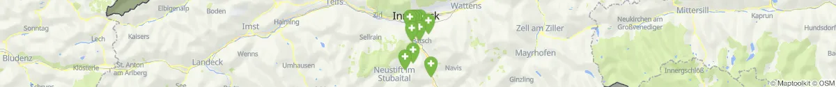 Kartenansicht für Apotheken-Notdienste in der Nähe von Schönberg im Stubaital (Innsbruck  (Land), Tirol)